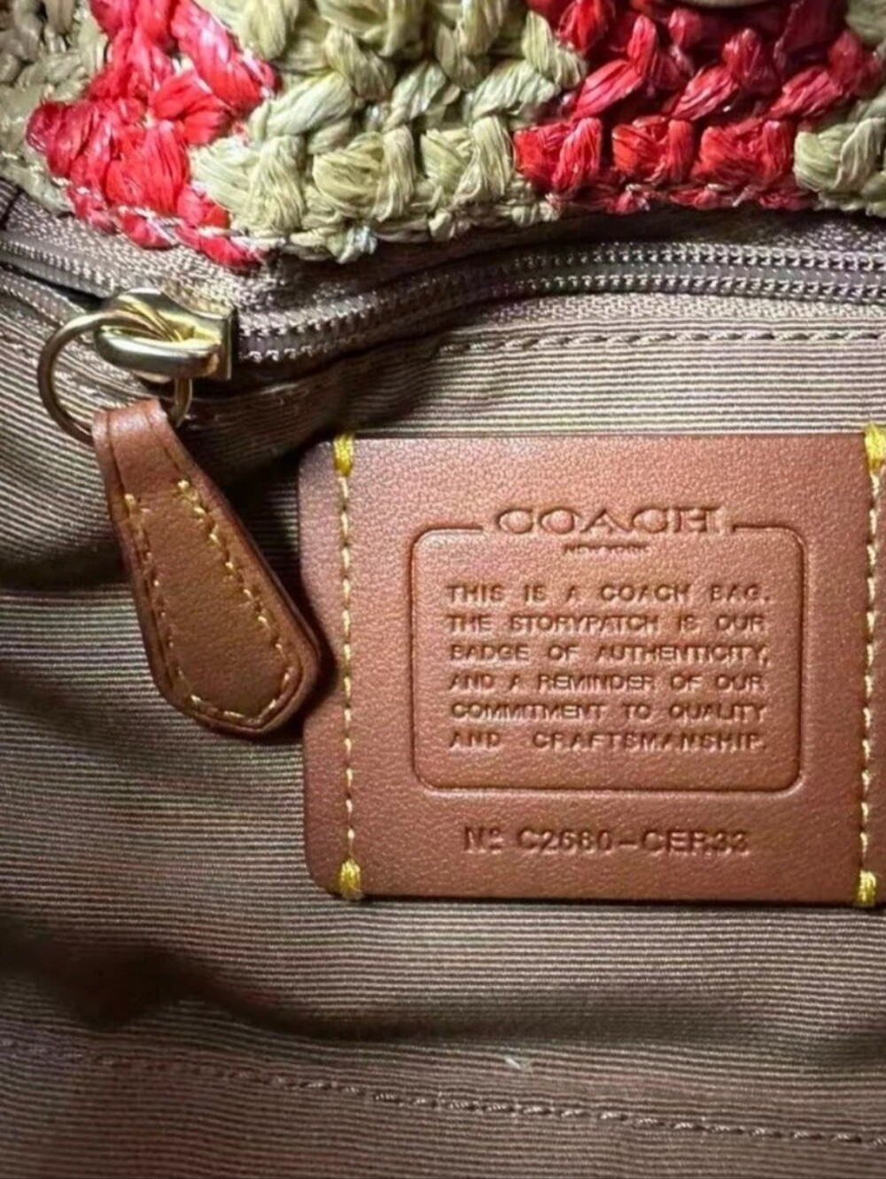 COACH Straw Faye Drawstring Shoulder/Crossbody bag Striped NWT - Picture 12 of 14